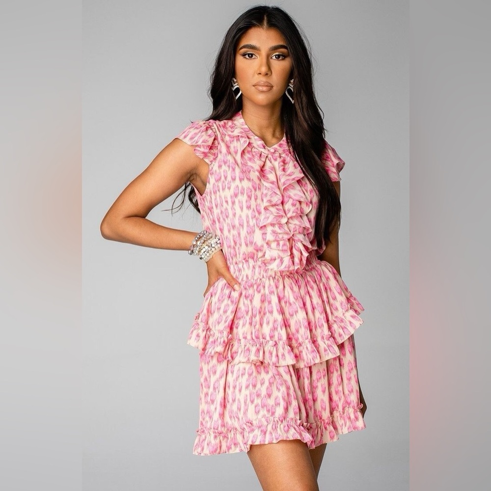 Buddy Love Astrid Ruffle Tiered Lady Mini Dress - Pink